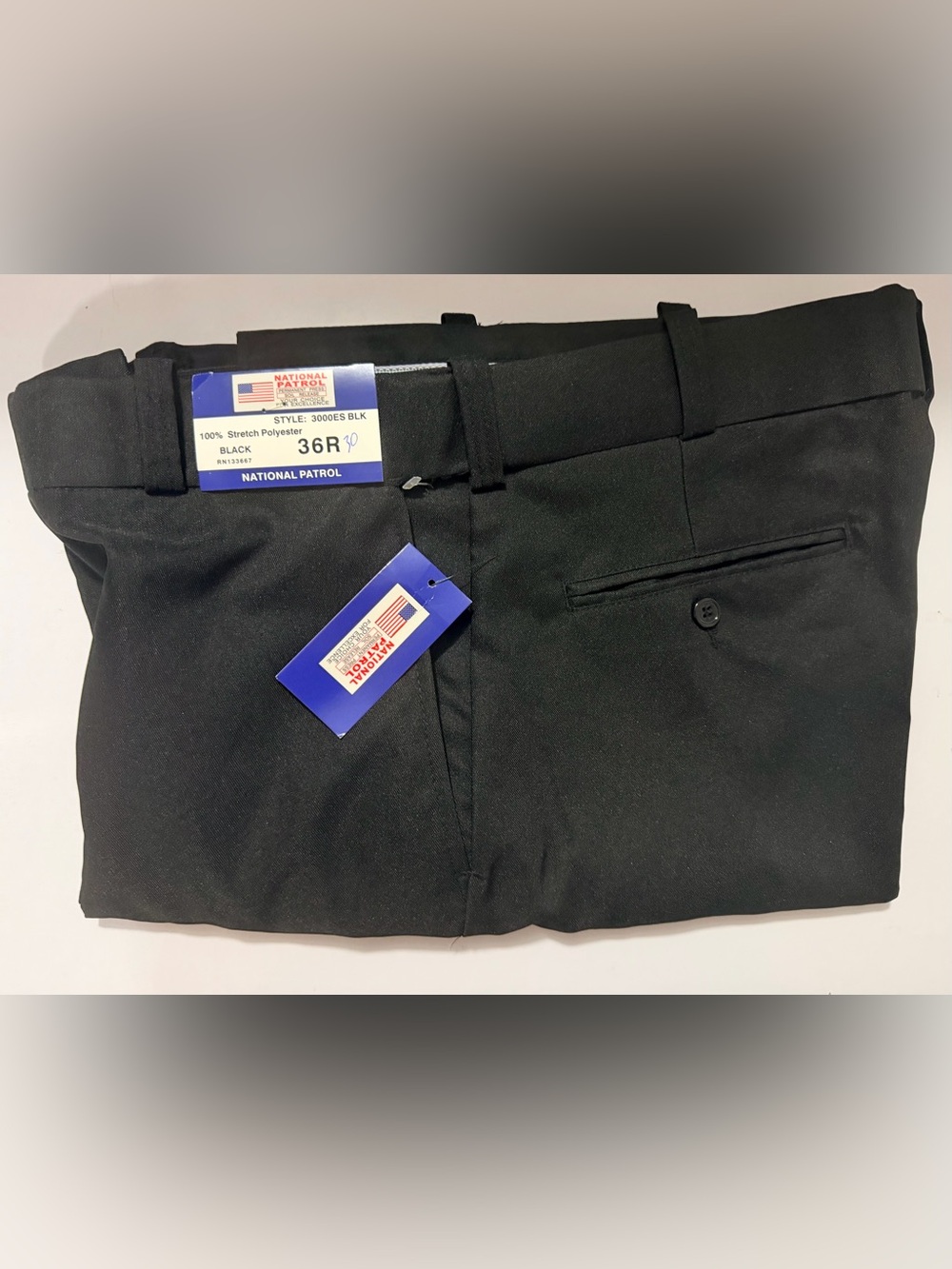 National patrol Men's Black Flat-Front Stretch pants